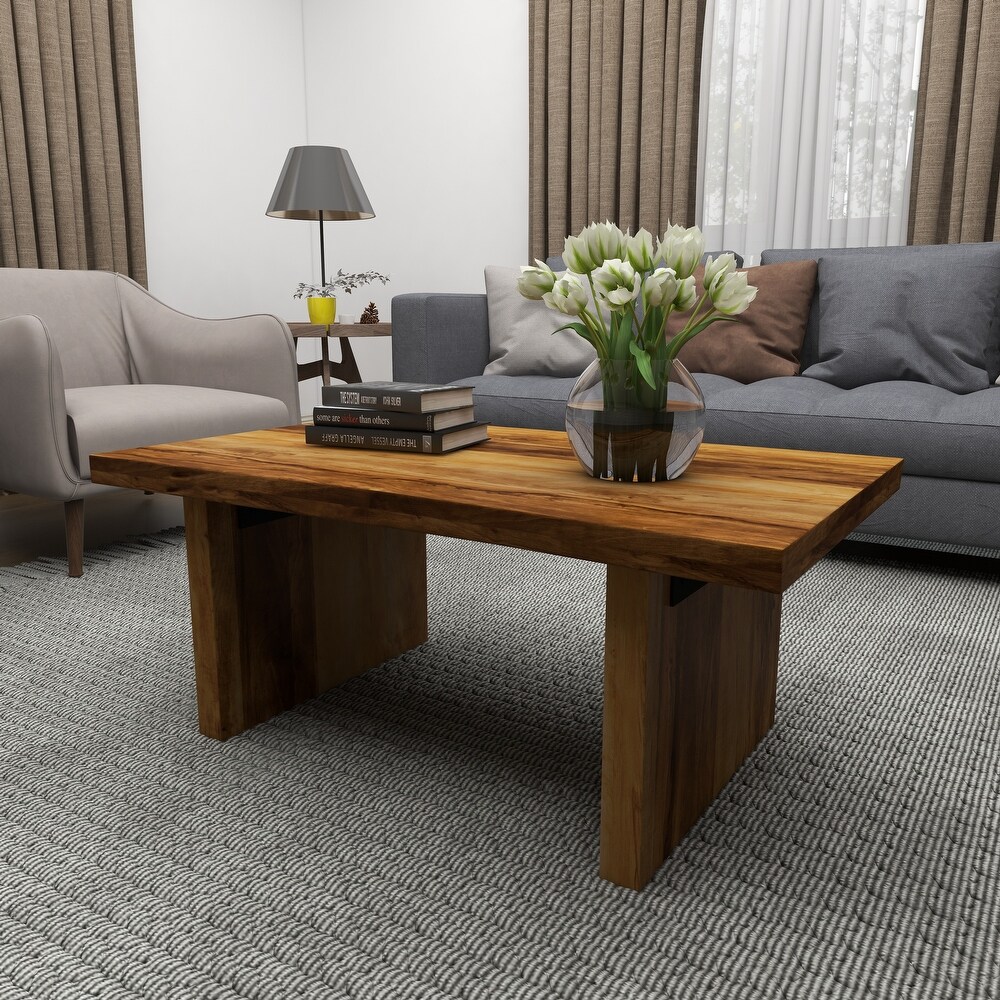 Brown Wood Contemporary Coffee Table 16 x 40 x 24