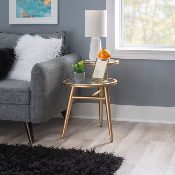 Channing 2-Tier Gold Mirrored Side Table