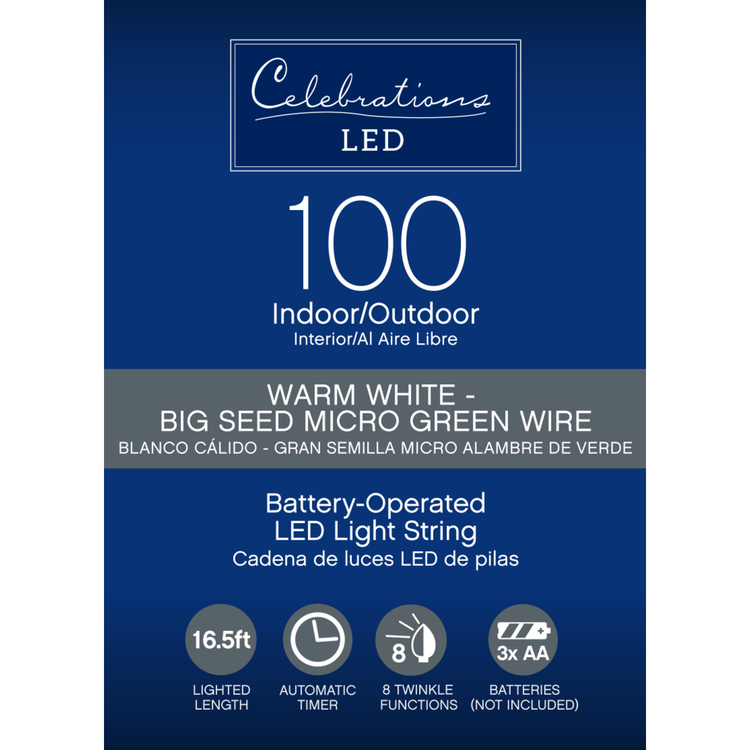 Celebrations LED Micro Dot/Fairy Clear/Warm White 100 ct String Christmas Lights 16.5 ft.