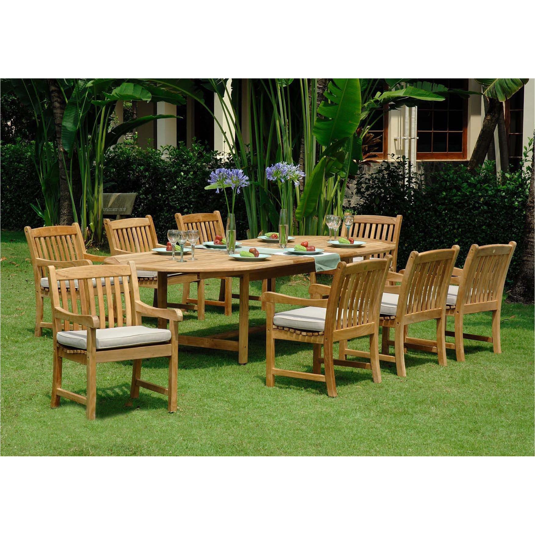 Harbour Teak Outdoor Patio Dining Table (Extendable Oval 71-95 with 2 Self Storing Butterfly Leaves)