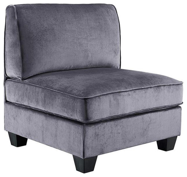 Lilola Zelmira Modern Contemporary Velvet 4 Piece Sofa in Gray   Transitional   Sofas   by Homesquare  Houzz