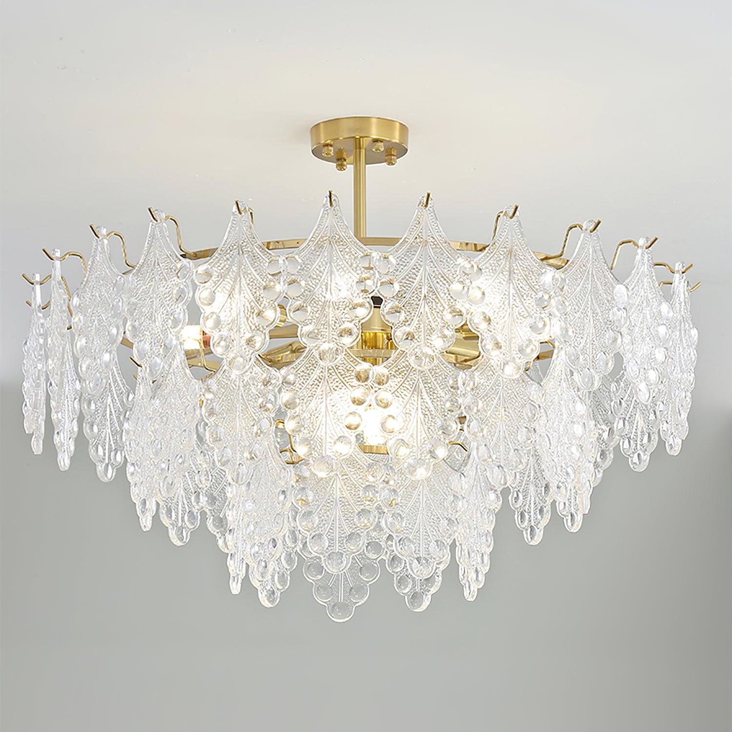 Tiered Carved Glass Chandelier