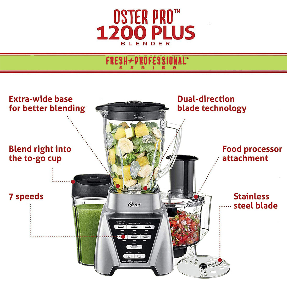 Professional Countertop Blender for Shakes & Smoothies - Blender with Glass Jar, 24-Ounce Smoothie Cup