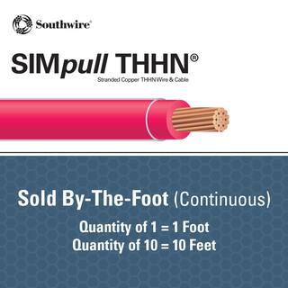 Southwire (By-the-Foot) 6 Red Stranded CU SIMpull THHN Wire 20495899