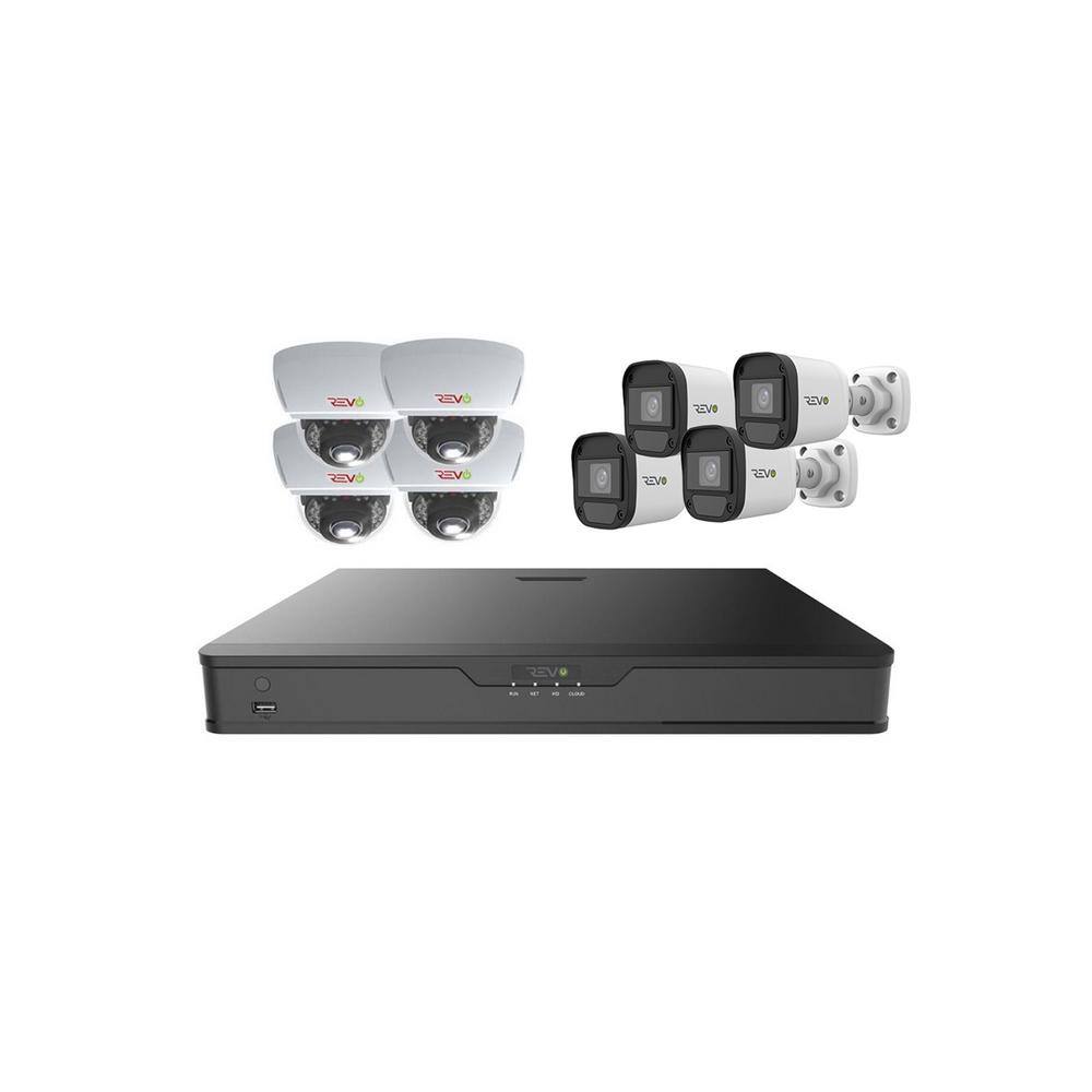 Revo Hybrid 16CH 1080p 2TB Smart DVR Security Camera System with 8 Wired IndoorOutdoor IR Cameras RUH161VD4GB4G-2T