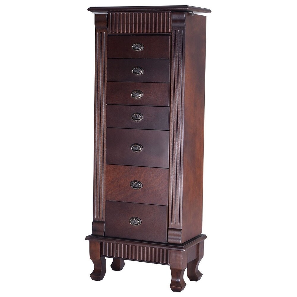 Classic 7 Drawer Jewelry Armoire Wood Storage Chest Cabinet   14.8\