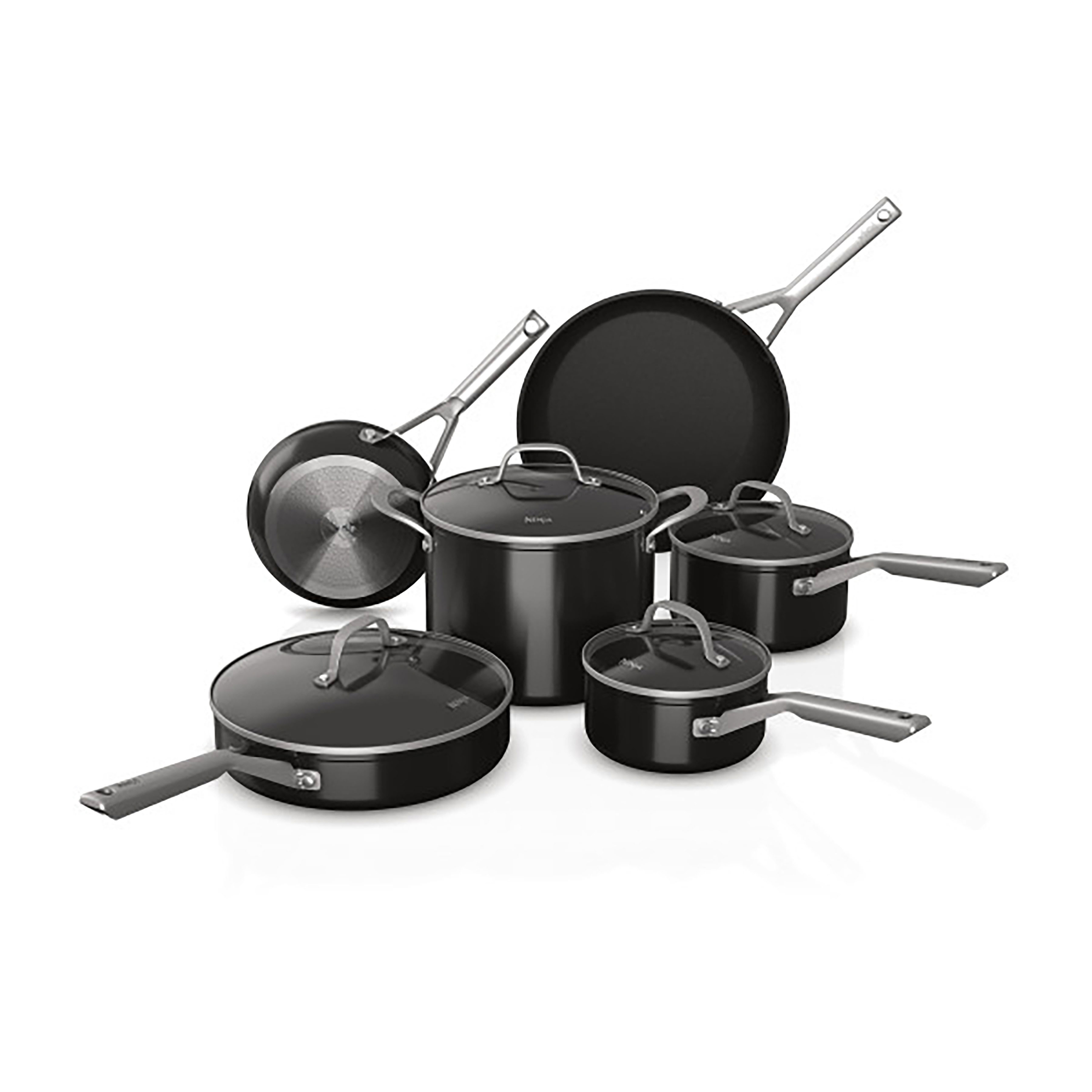 Ninja C19000 Foodi NeverStick 10-Piece Cookware Set， Black