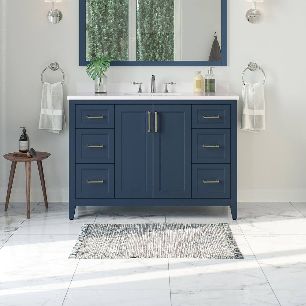 Home Decorators Collection Madsen 48 in. W x 22 in. D x 34.5 in. H Bath Vanity in Grayish Blue with White Cultured Marble Top Madsen 48GB