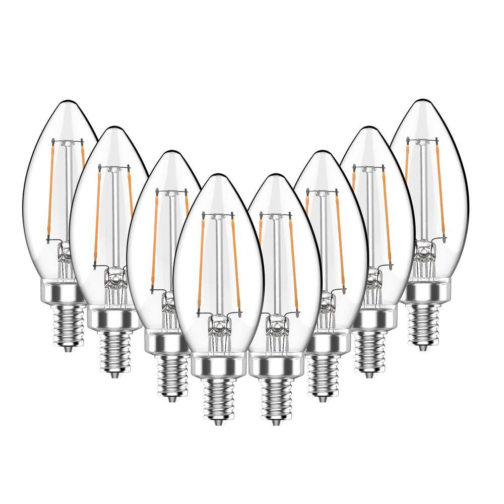 PRIVATE BRAND UNBRANDED 40-Watt Equivalent B11 Non-Dimmable CEC Clear Glass Filament Vintage Edison LED Light Bulb Daylight 5000K (8-Pack) CF352C