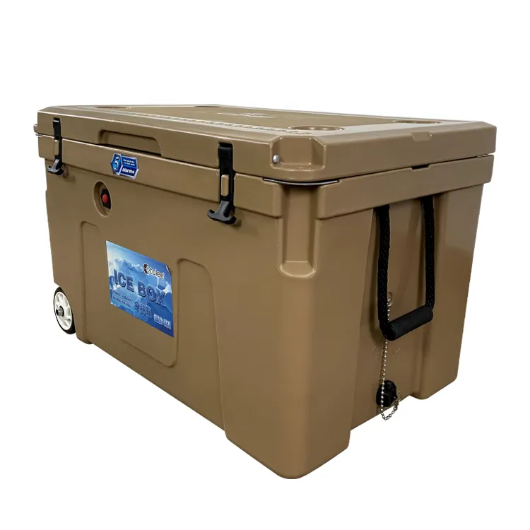 TOLEE Large 70L Plastic Outdoor Strong Hiking Camping Cooler Box Medical Vaccine Blood Carrier Cooler Box with Wheel and Handle