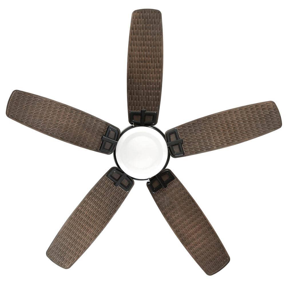 Hampton Bay Baywood 52 in IndoorOutdoor LED Matte Black Wet Rated Downrod Ceiling Fan with Light Kit