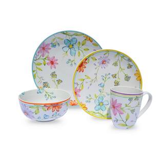 Euro Ceramica Charlotte 16-Piece Floral Multicolor Stoneware Dinnerware Set (Service for 4) CLT-1001-DS