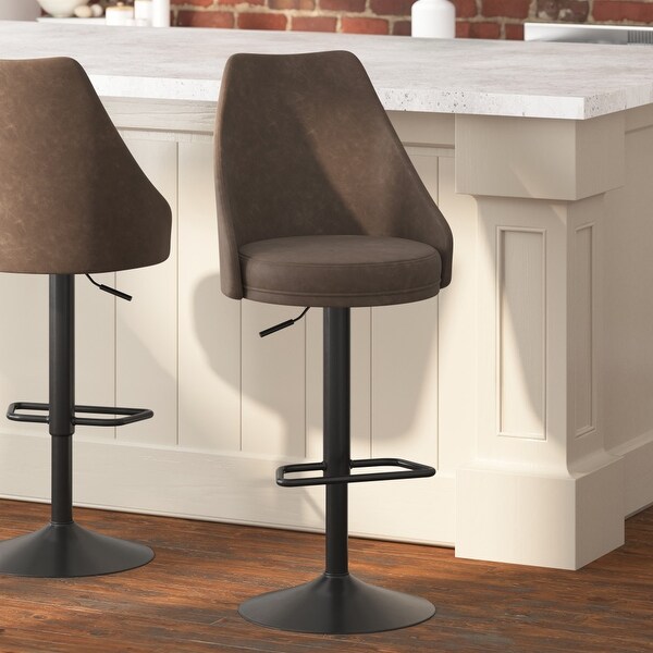 Modern Barrel Seat Adjustable Height Barstool with Steel Frame