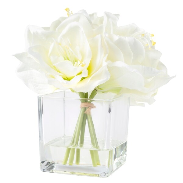 Pure Garden Floral Lilies Centerpiece Vase，Cream