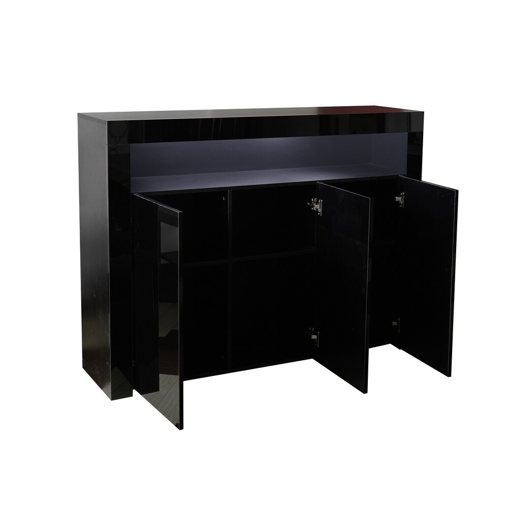 High Gloss LED Sideboard Storage Cabinet TV Stand with Multi Color Lights