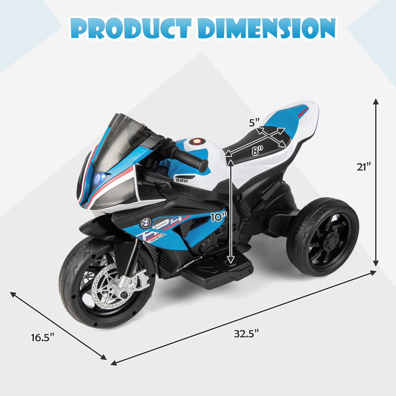 Costzon Kids Motorcycle, Licensed BMW 12V Battery Powered Ride on Motorcycle