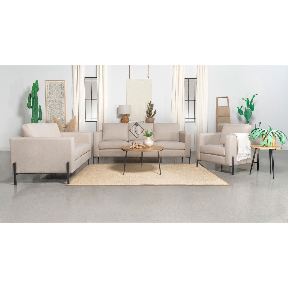 Dulcie 3 piece Upholstered Loose Back Sofa Set