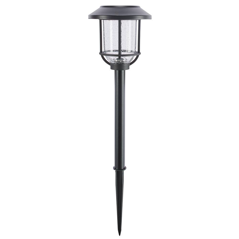 Hampton Bay Millbrook 14 Lumens Solar Black LED Metal and Glass Landscape Pathway Light SPP250112PDQ