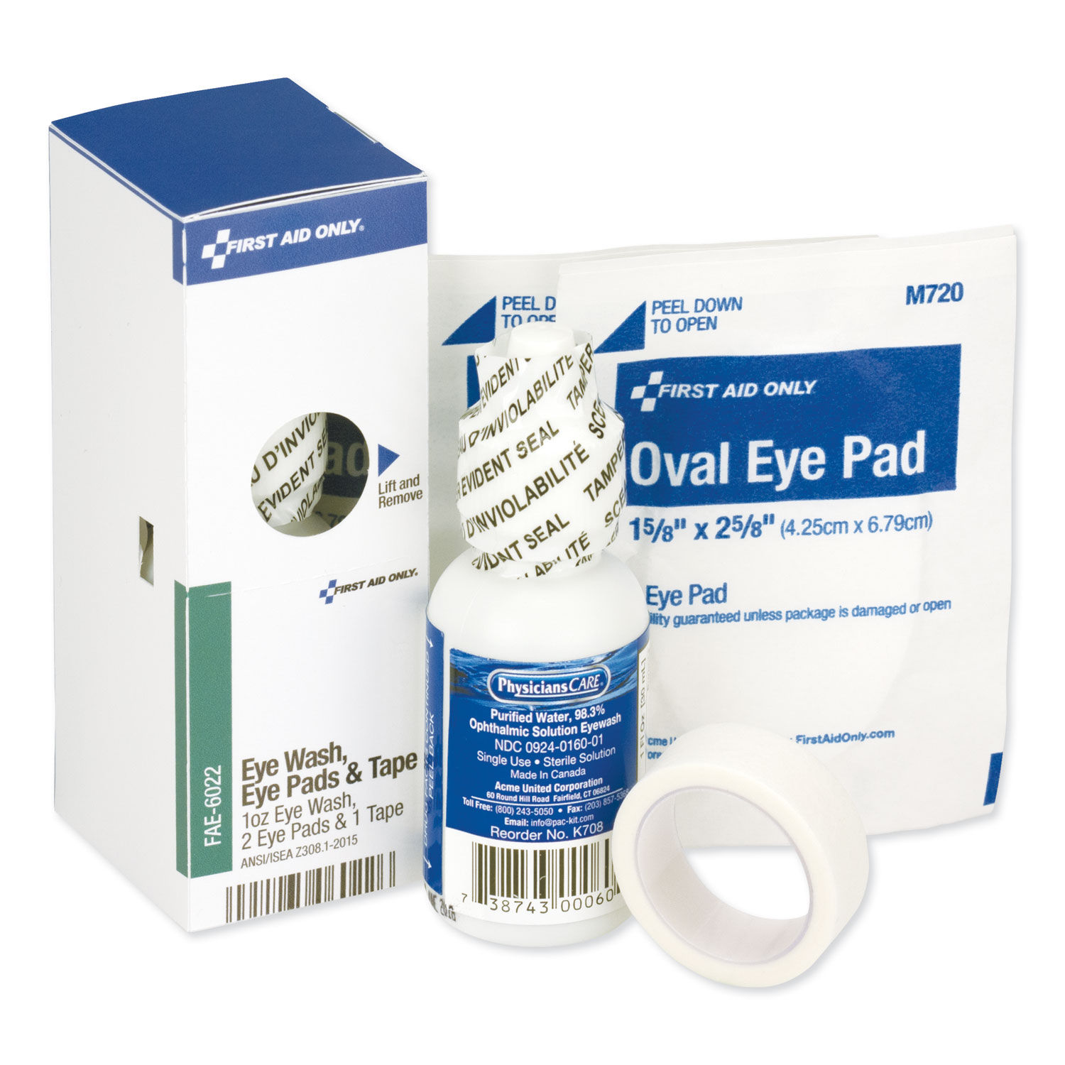 SmartCompliance Eyewash Set with Eyepads and Adhesive Tape by First Aid Onlyandtrade; FAOFAE6022