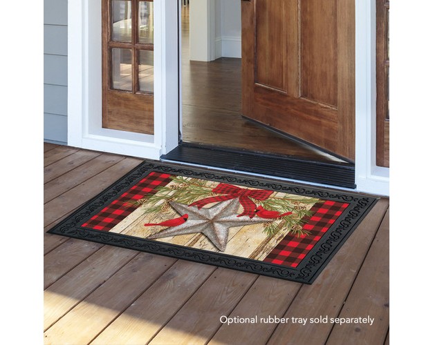 Briarwood Lane Festive Barnstar Winter Doormat Primitive Cardinal