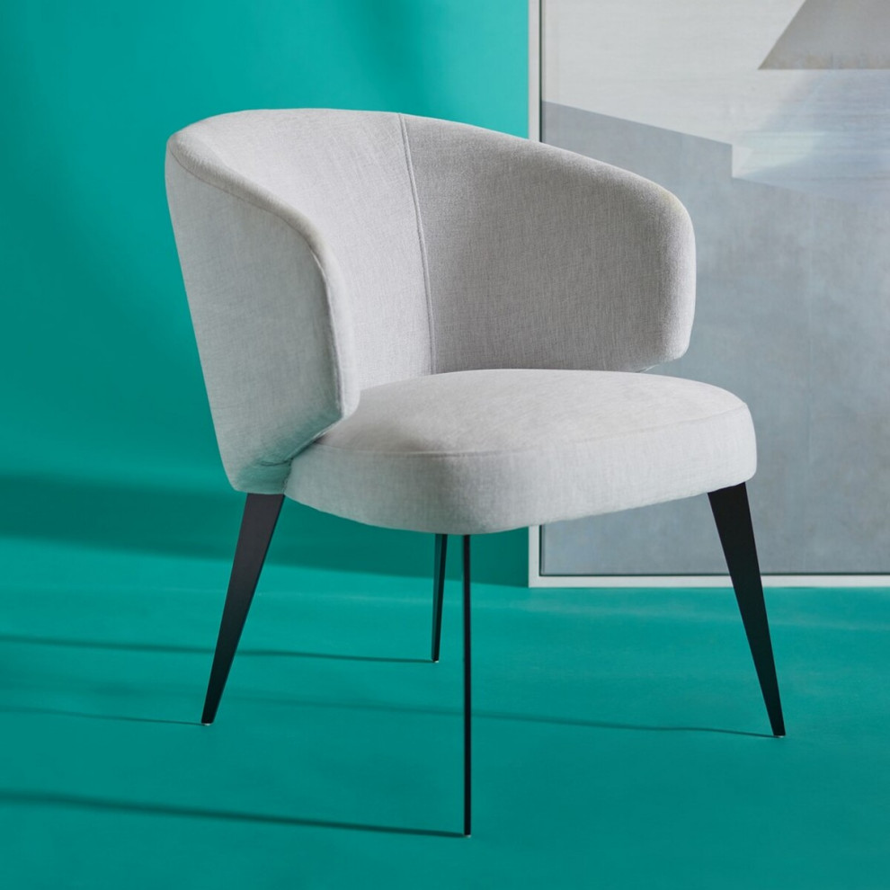 Stanford Curved Accent Chair White   Midcentury   Armchairs And Accent Chairs   by Peachtree Fine Furniture  Houzz