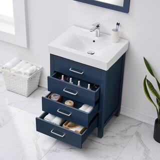 Home Decorators Collection Cedarton 24 in. W x 18 in. D Vanity in Midnight Blue with Ceramic Vanity Top in White with White Sink Cedarton 24MB