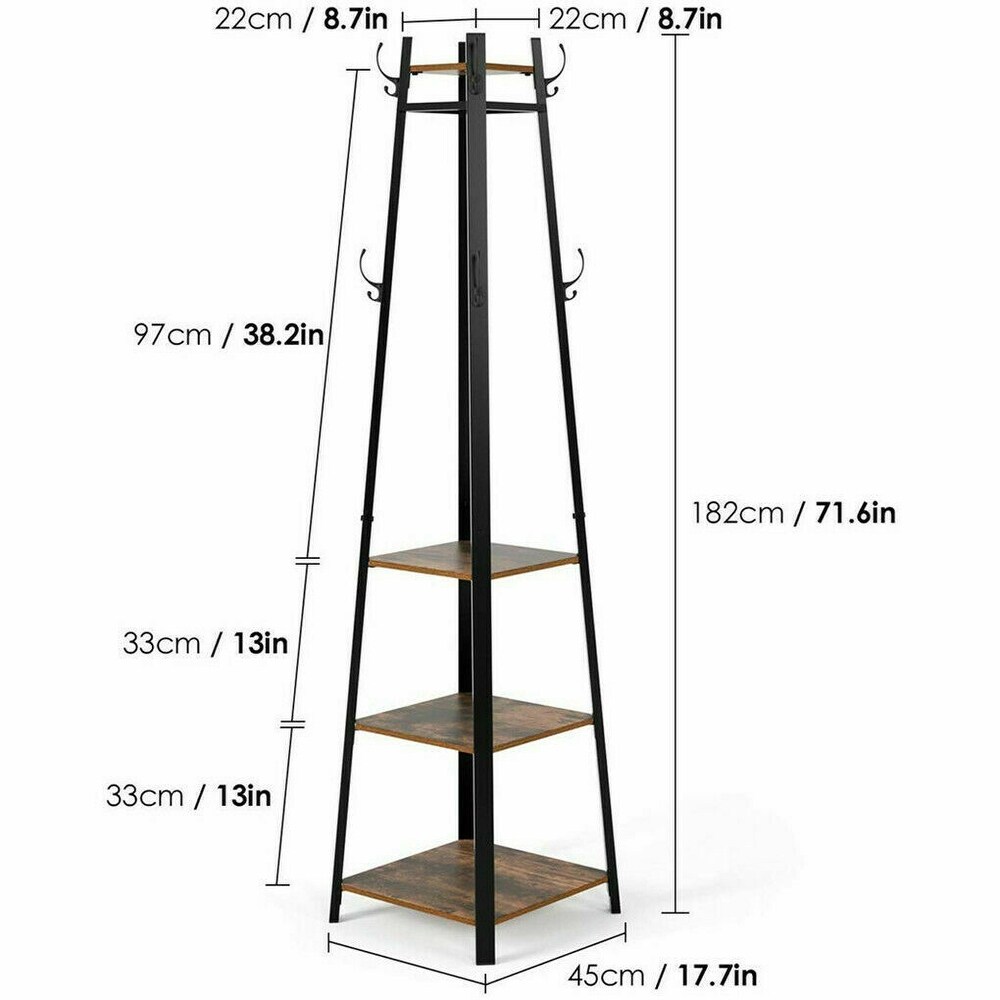 Industrial Metal Coat Rack Stand Hall Tree