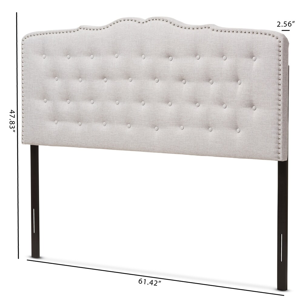 Lucy Modern and Contemporary Greyish Beige Fabric Full Size Headboard