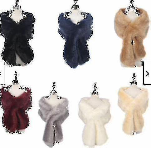 Women Ladies Faux Fur Shawl Stole Wrap Formal   Shrug Winter Warm Scarves