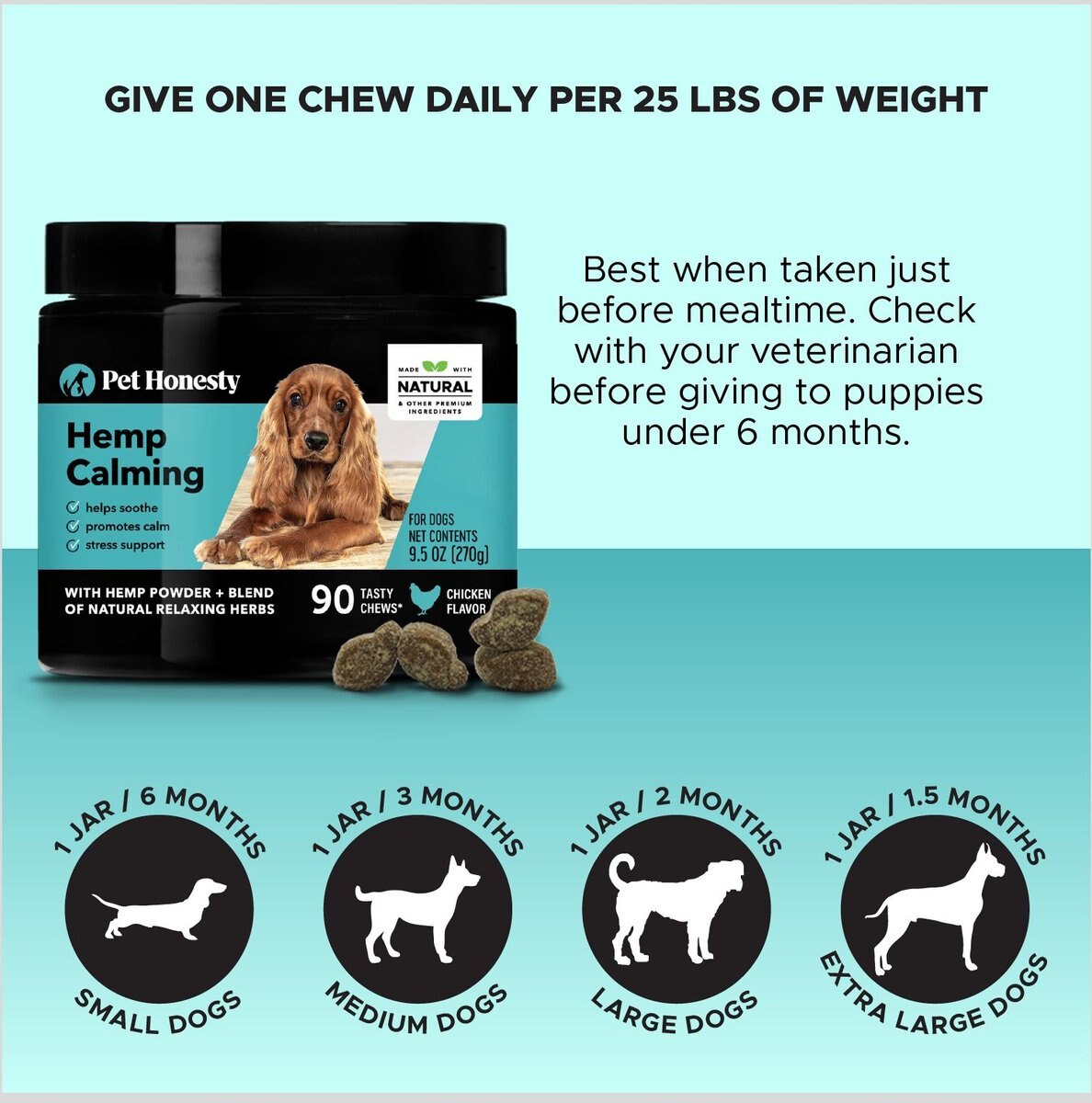 PetHonesty Hemp Calming Chicken Flavored Soft Chews Calming Supplement for Dogs