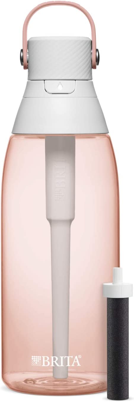 Brita 36oz Premium Water Bottle with Filter， BPA Free， Blush Pink