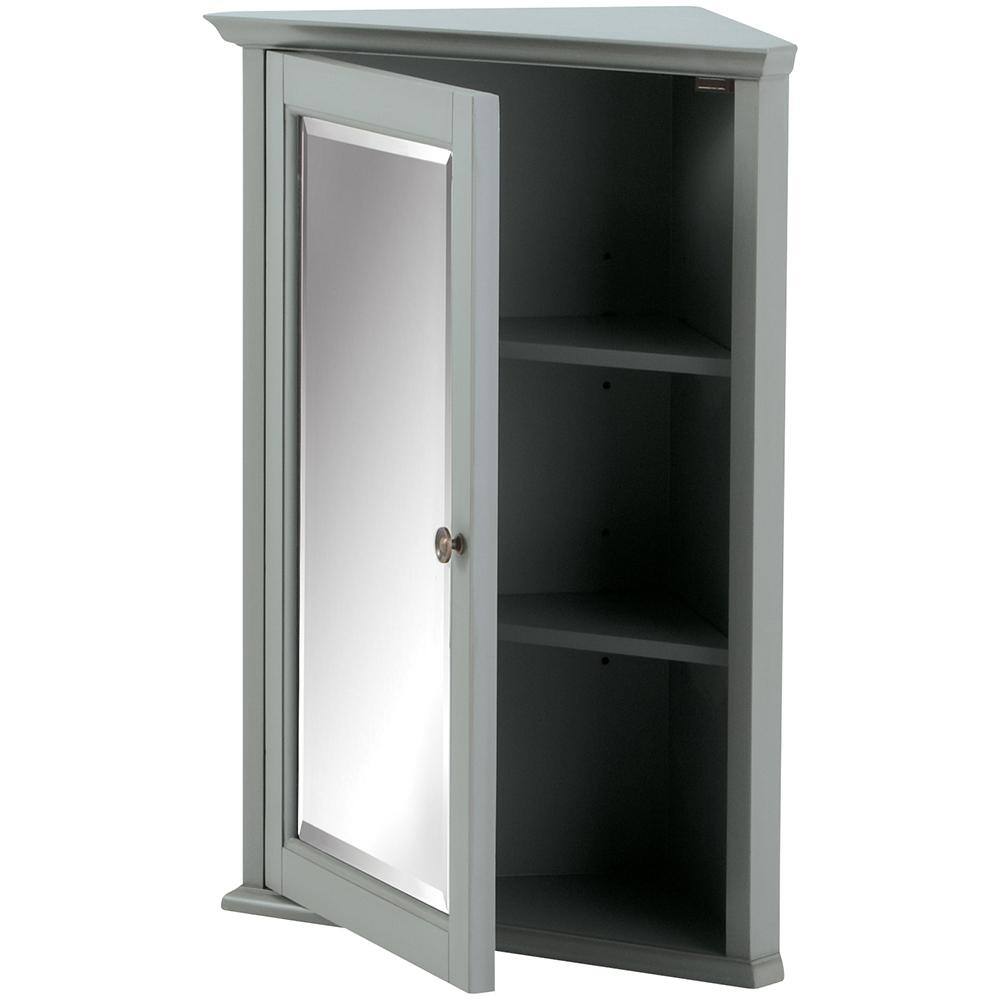 Home Decorators Collection Hamilton 27 in. H x 20 in. W Corner Wall Cabinet in Grey 0567700270