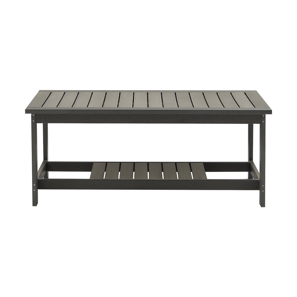 Weather Coffee Table Versatile Outdoor Camping Dining Table with Shelving Layer for Outdoor / Indoor Use (No Stool)