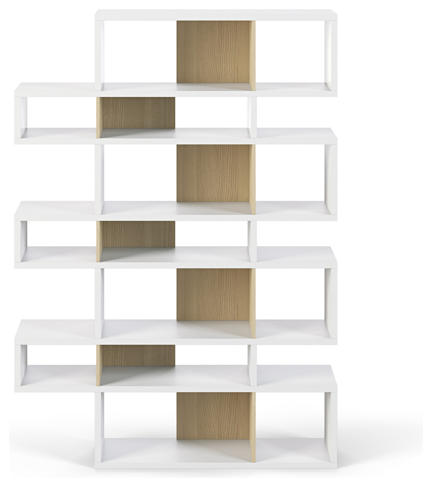 London Composition 2010 003 Shelving Unit  Pure White Frame_oak Backs   Contemporary   Bookcases   by Inmod  Houzz