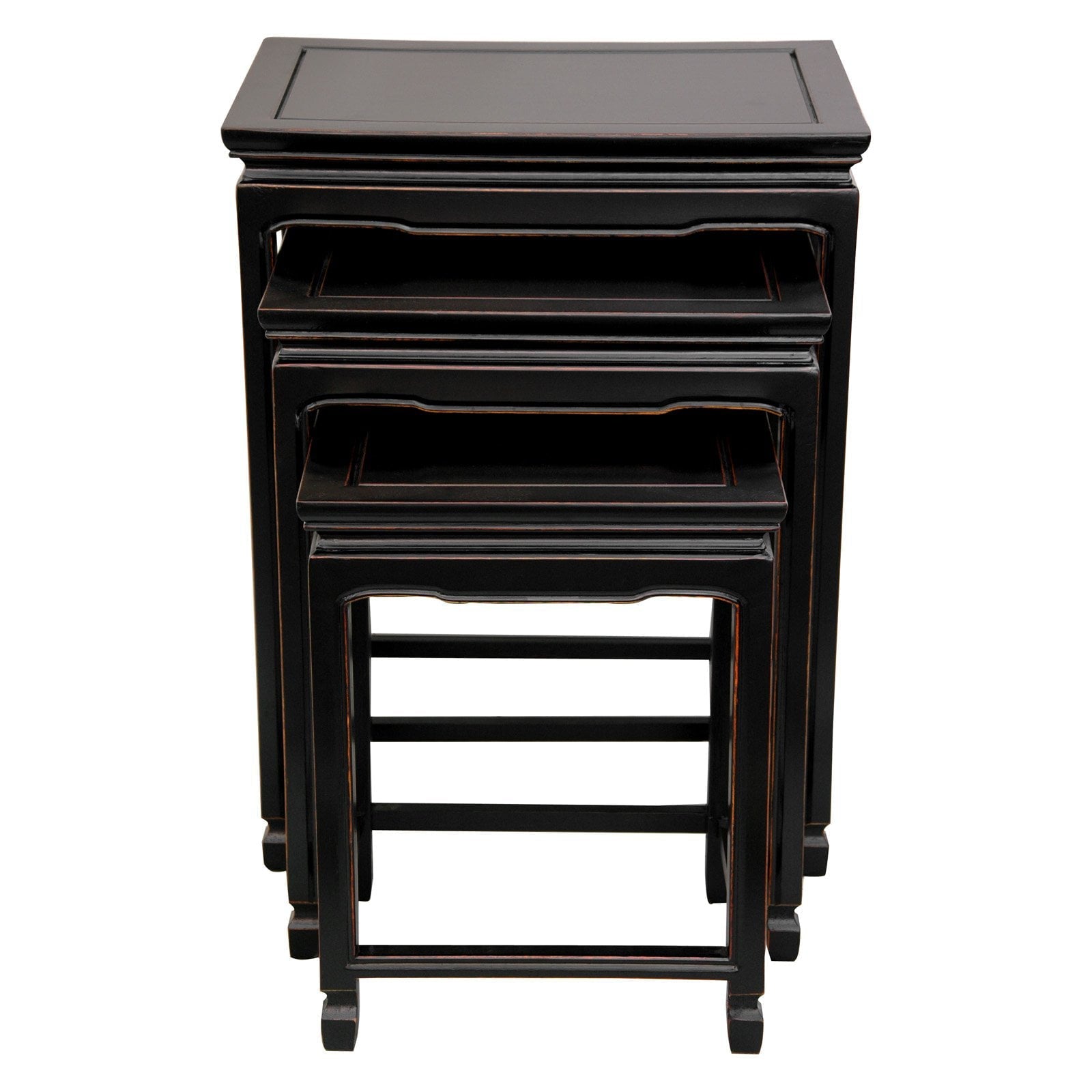 Oriental Furniture Rosewood Nesting Tables in Antique Black