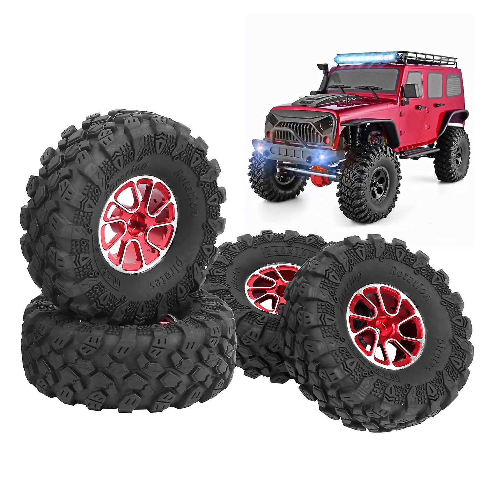 4ppcs 1.9in Aluminum Alloy Wheel Hub Rubber Tire Accessories For Zd Racing 1/10 Rc Carred