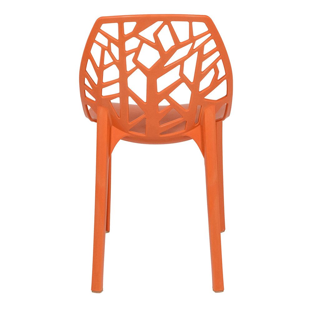 LeisureMod Modern Cornelia Dining Chair， Set of 4 - Solid Orange