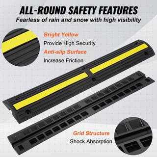 VEVOR 4PCS Floor Cable Protector Ramp 3.28 ft. 1 Channel Rubber Speed Bump 18000lbs. Load Wire Cover for Garage Garden Outdoor XXJSDDLBHQW4WQJKHV0