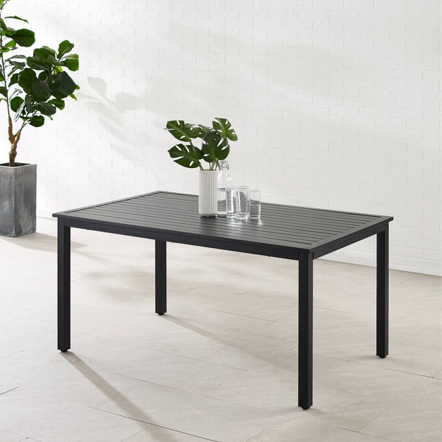 Hansen Rectangle Outdoor Metal Dining Table Matte Black Crosley