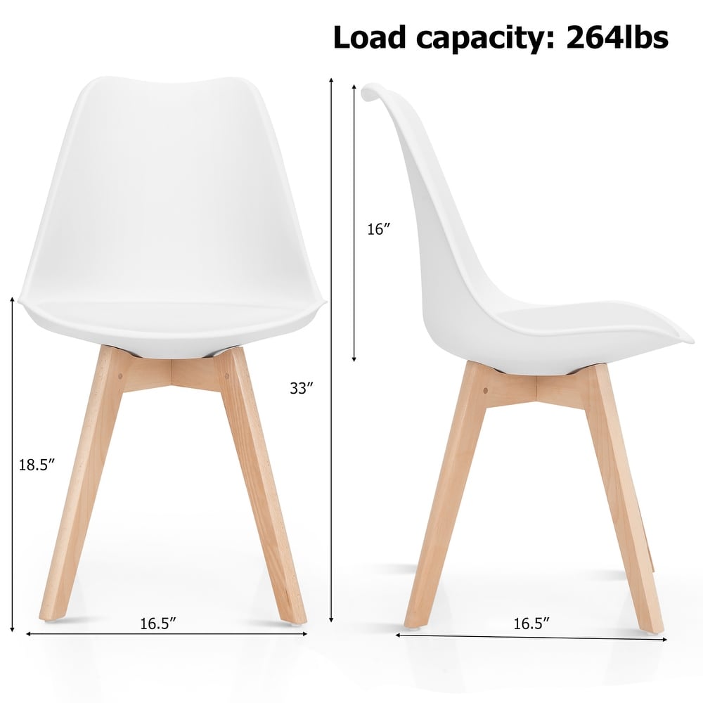 Costway Set of 4 Dining Chair Mid Century Modern Shell PU Seat w/   See details