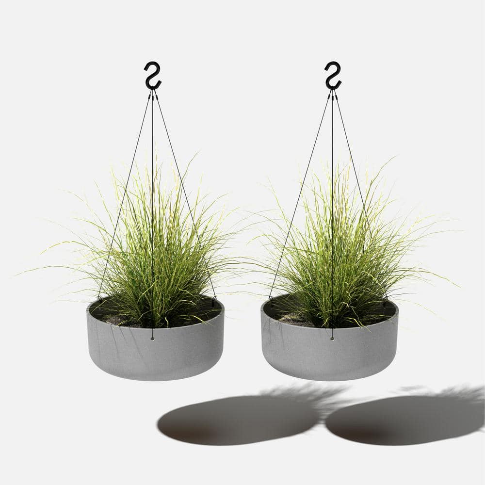 Veradek 14 in. Round Gray Plastic Planter Hanging Kona Bowl (2-Pack) KNBVHG14C-2PK