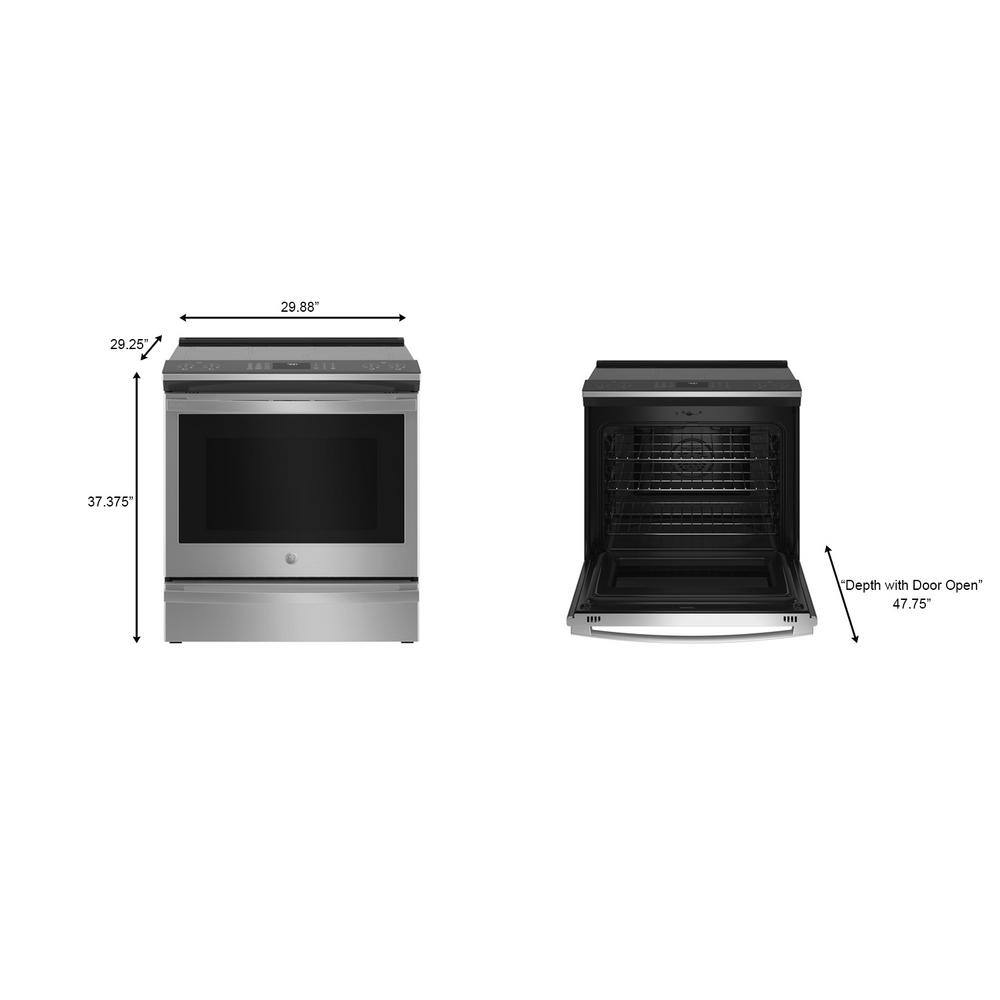 GE Profile 30 in. 5.3 cu. ft. Smart Slide-In Induction Range in Fingerprint Resistant Stainless with True Convection and Air Fry PHS930YPFS