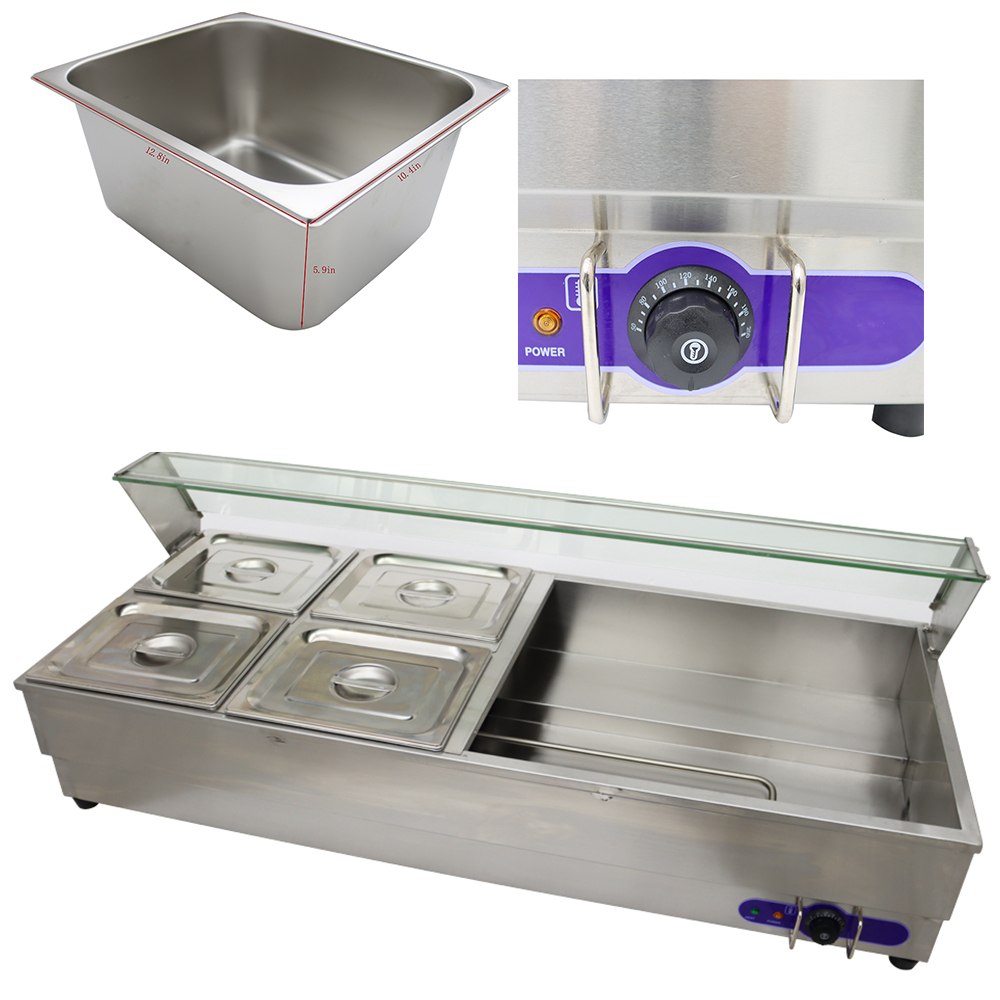 TECHTONGDA Buffet Food Warmer Stainless Steel Bain Marie Buffet Countertop 8 Pan Electric Steam Heater 6