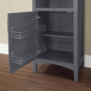 Home Decorators Collection Sassy 24 in. W x 16 in. D x 72 in. H Gray Linen Cabinet in Dark Charcoal Sassy LC-C