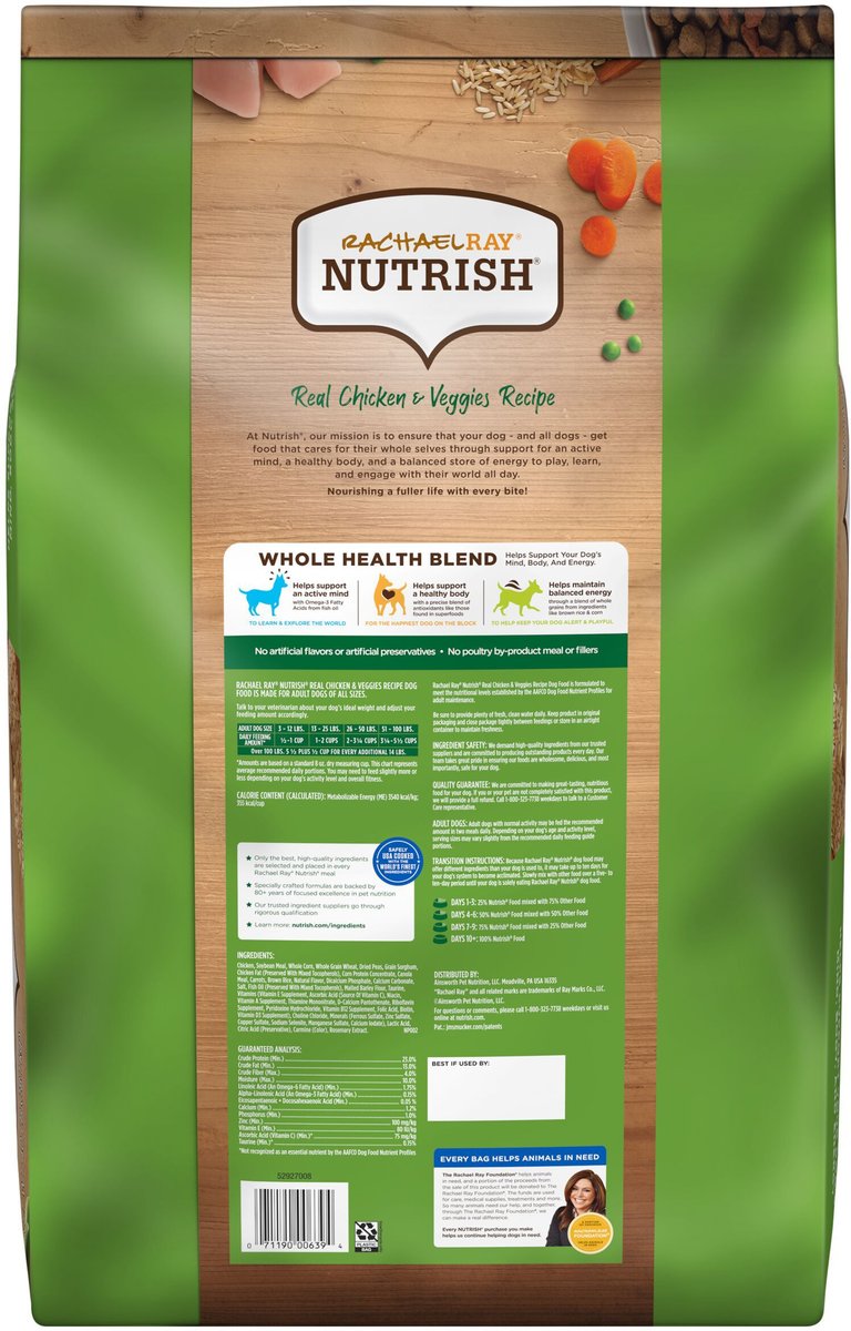 Rachael Ray Nutrish Real Chicken and Veggies Recipe Dry Dog Food