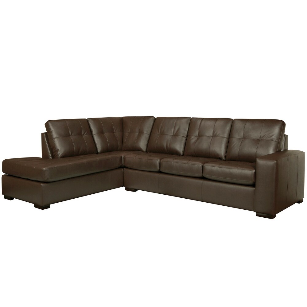 Liam Top Grain Leather Tufted Sectional Chaise Sofa