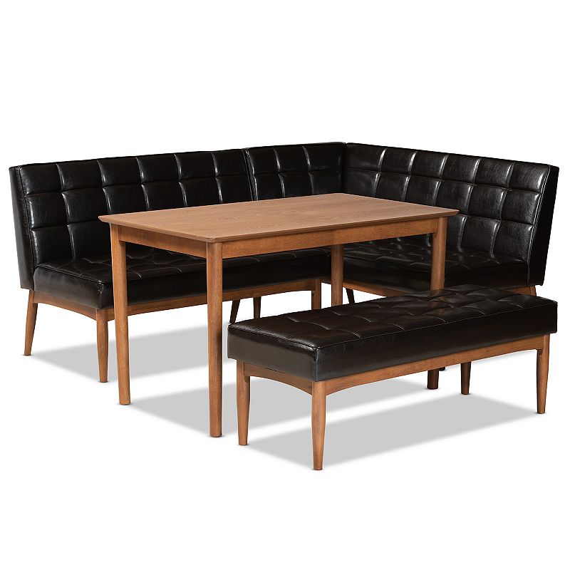 Baxton Studio Sanford Dining Table and Benches 4-piece Set