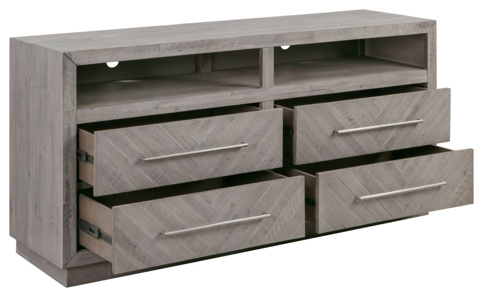 Modus Alexandra Solid Wood 64 quotMedia Console in Rustic Latte   Farmhouse   Entertainment Centers And Tv Stands   by AMOC  Houzz