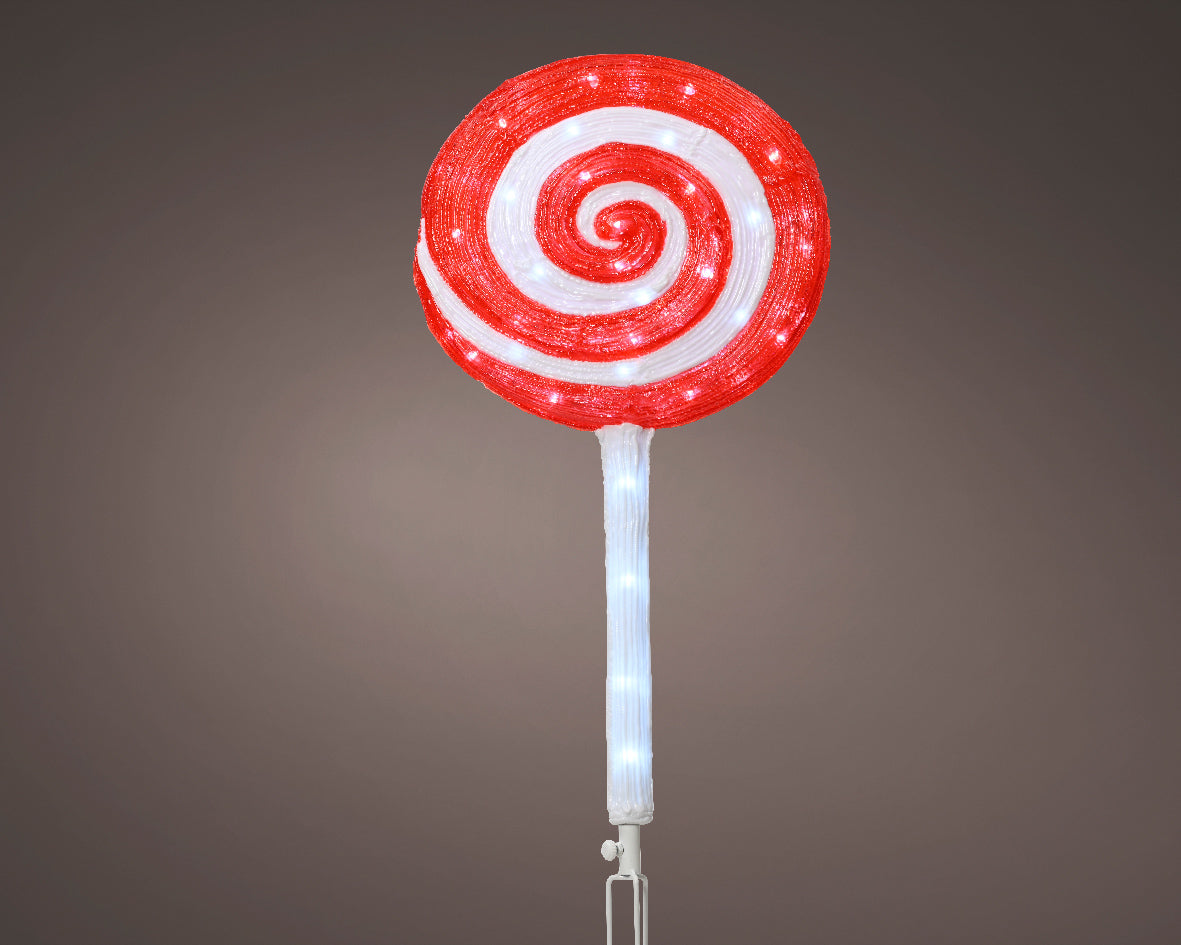 2.5 FT Red Lollipop Swirl Acrylic Outdoor 60LED