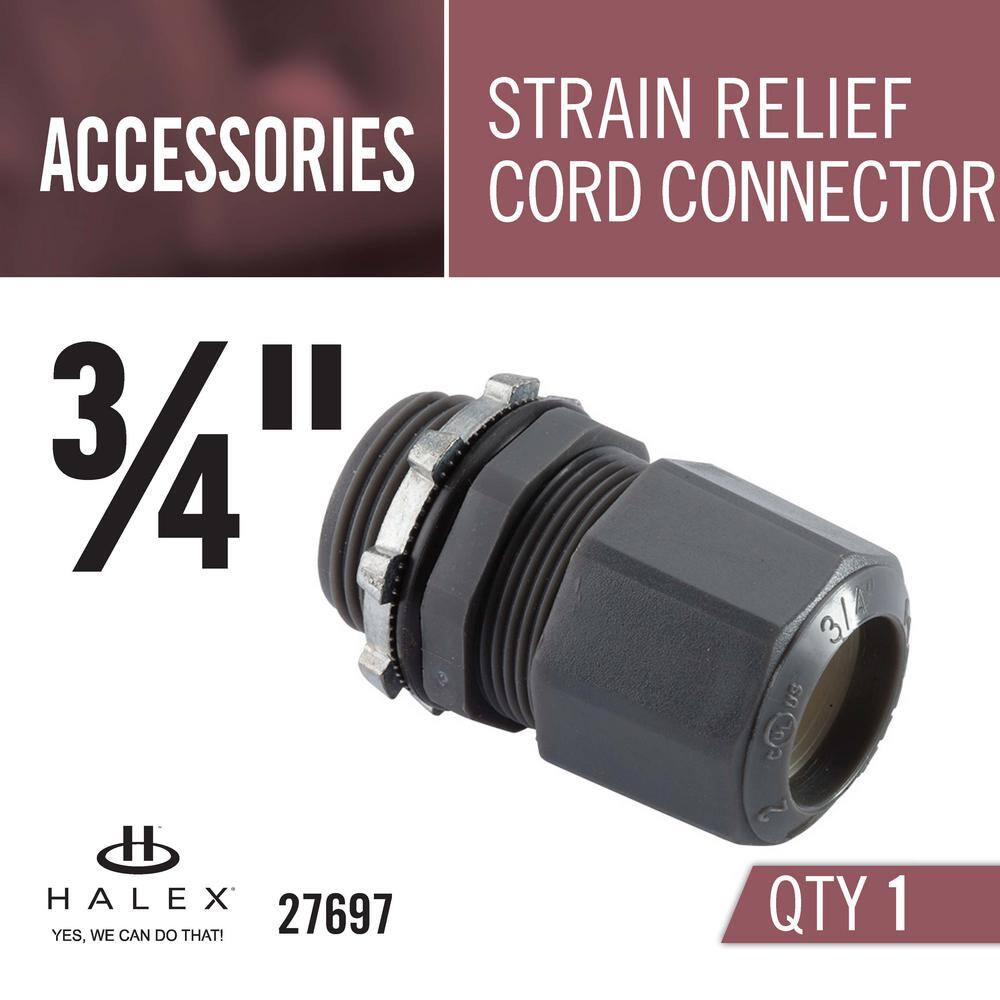 Halex 34 in. ACC Non-Metallic Strain Relief Cord Connector 27697